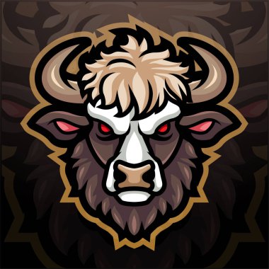 İnek kafası esport maskot logosu tasarımı