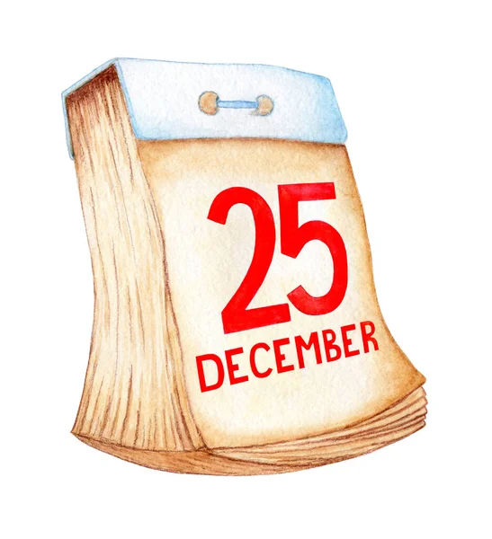 Aquarel Illustratie Van Scheur Oude Kalender Met Omgeslagen Pagina Datum — Stockfoto