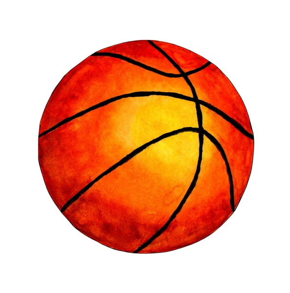 Acuarela Ilustración Baloncesto Balón Campeonato Baloncesto Banner Design Realista Bola — Foto de Stock