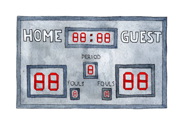 Painel Sketch Aquarela Para Jogos Esportes Stadium Electronic Sports Scoreboard — Fotografia de Stock