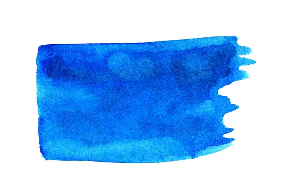 Eau Bleue Tache Isolée Sur Fond Blanc Aquarelle Dessin Main — Photo