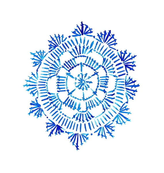 Акварельная Иллюстрация Голубая Вязаная Салфетка Ремесло Креативность Ремесло Дизайна Обоев — стоковое фото