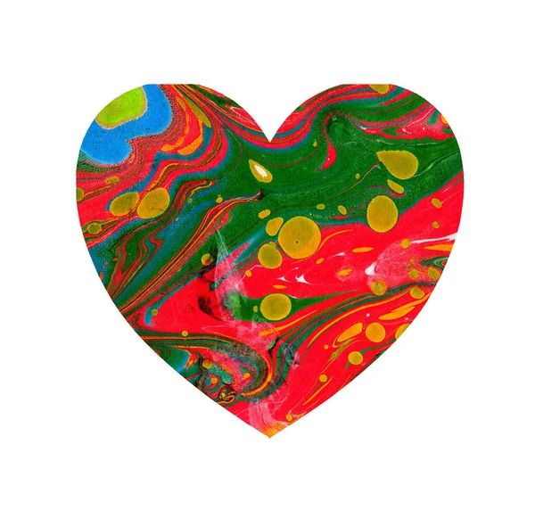 Akvarell Illusztráció Egy Sokszínű Szív Foltok Árnyalatok Festék Ünnepi Üdvözlőlap — Stock Fotó