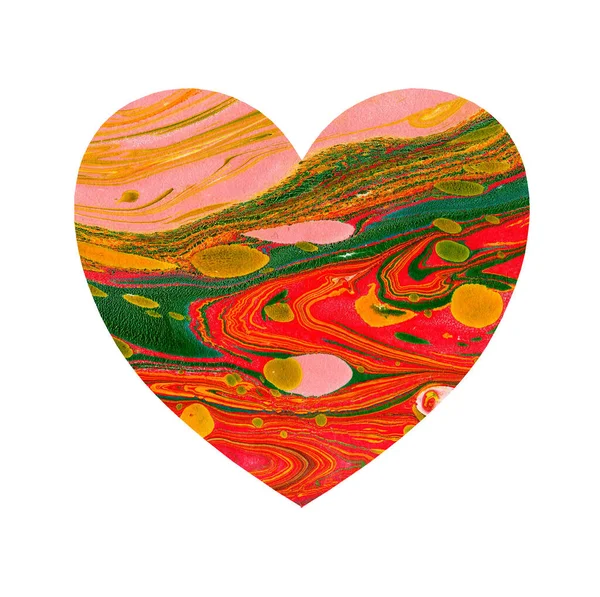 Акварельная Иллюстрация Многоцветного Сердца Пятнами Оттенками Краски Праздничная Открытка День — стоковое фото