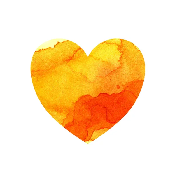 Акварельная Иллюстрация Многоцветного Сердца Пятнами Оттенками Желтой Краски Открытка День — стоковое фото