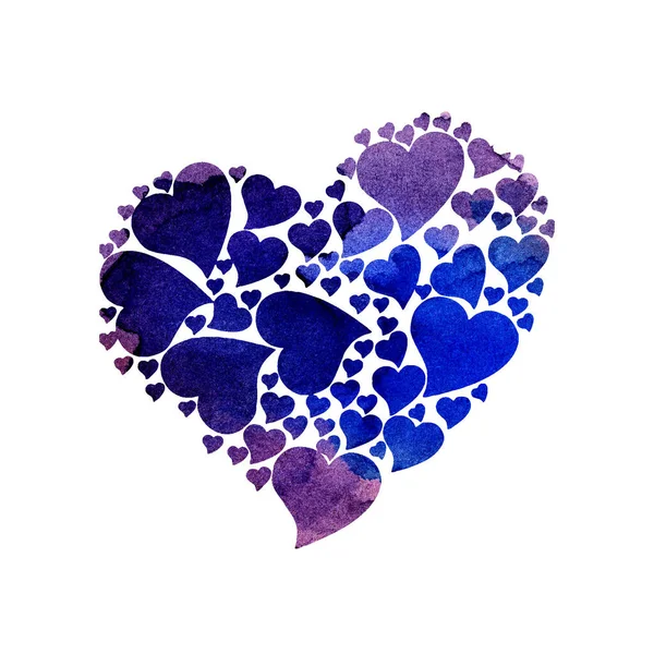 Акварельная Иллюстрация Hearts Made Lilac Hearts Открытка День Святого Валентина — стоковое фото