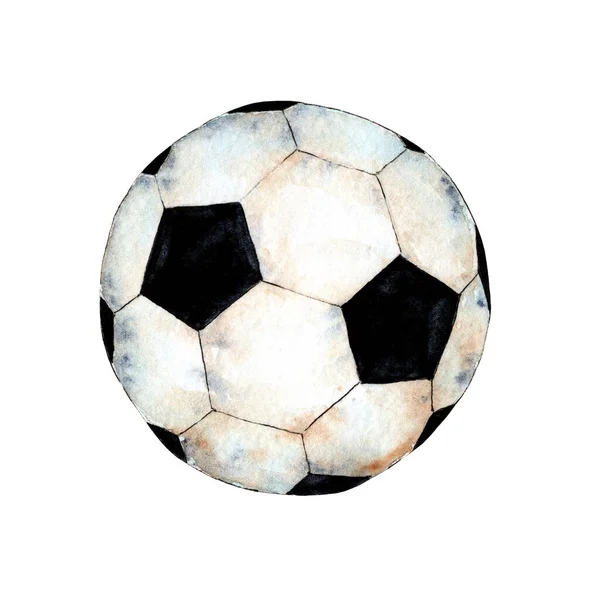 Aquarell Illustration Eines Fußballs Sport Symbol Fußballweltmeisterschaft Ein Kugelförmiges Objekt — Stockfoto