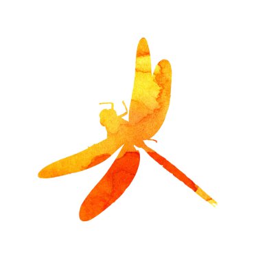 Soyut sarı bir yusufçuğun suluboya çizgileri. Sevimli, komik böcek izi. Büyük gözlü kanatlı bir böcek. Beyaz arka planda izole edilmiş. Elle çizilmiş..