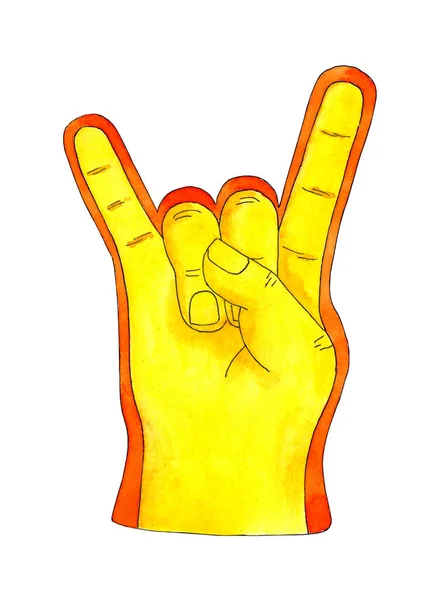 Aquarell Illustration Eines Gelben Cheerleader Handschuhs Nummer Eins Ist Der — Stockfoto