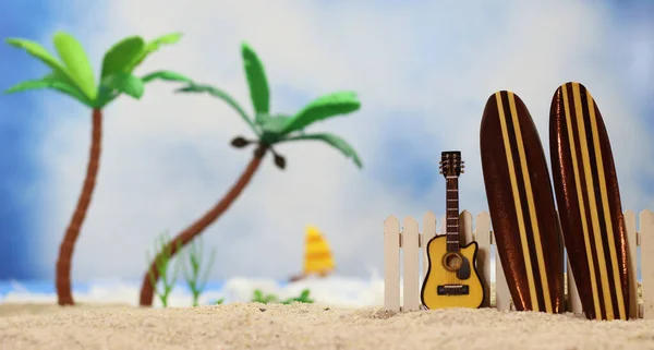 Surfboards on Tropical Beach, Shallow DOF