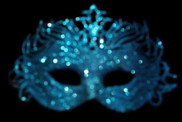 Zamazana Niebieska Maska Karnawałowa Bokeh — Zdjęcie stockowe