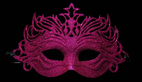 Siyah Üzerinde Pembe Parıltılı Karnaval Maskesi