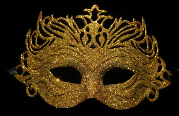 Gouden Glitter Carnaval Masker Zwart — Stockfoto