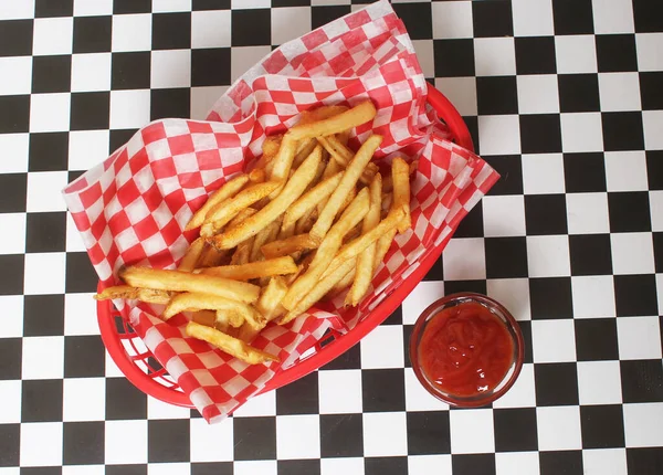 Pommes Terre Frites Café Rétro Sur Table — Photo