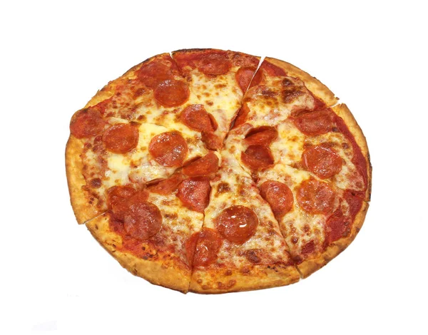 Frisch Gekochte Pepperoni Pizza Rutschig Und Verzehrfertig — Stockfoto