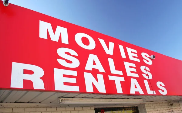 Movie Rental Sign Kényelmi Üzlet — Stock Fotó