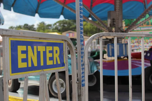 Enter Sign Carnival Rides Rural County Fair Texas — Stock Photo, Image