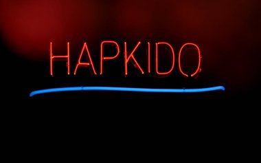 Siyah Arkaplanda Klasik Neon Dövüş Sanatları Tabelası