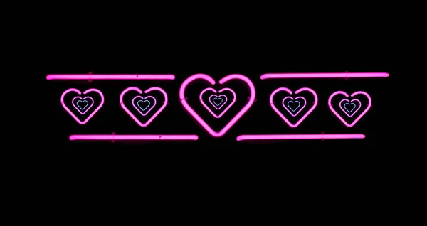 Vintage Neon Sign Pink Hearts