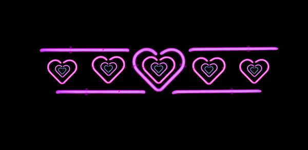 Neon segno Vintage Neon segno rosa cuori — Foto Stock