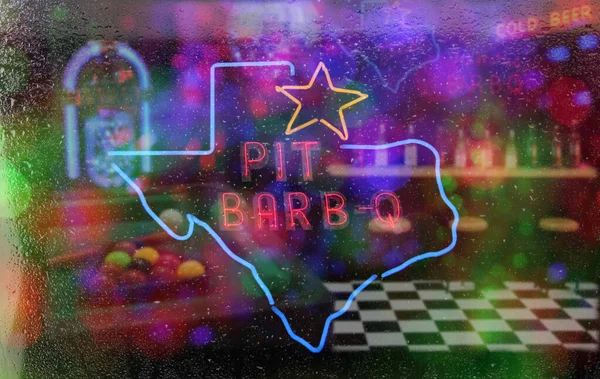 Texas Pit Bar Sign Photo Composite Image — Stock Photo, Image
