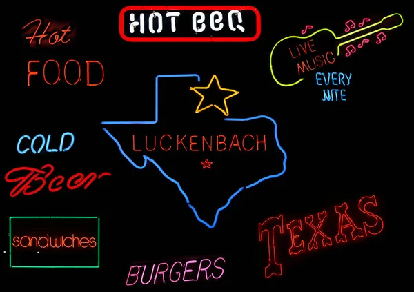 Neon Texas Sign Photo Composite Luckenbach Texas