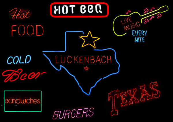 Neon Texas Sign Photo Composite Luckenbach Texas