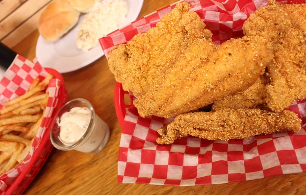 Fried Catfish Coleslaw French Fries — Stok fotoğraf