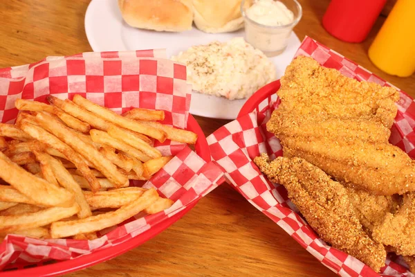 Fried Catfish Fillets in Rural Cafe