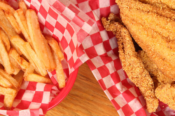 Fried Catfish Fillets in Rural Cafe