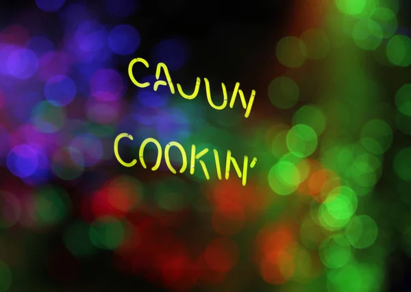 Neon Sign Cajun Food Ünnepi Bokeh — Stock Fotó