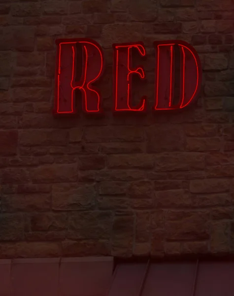 Neon Red Sign on Brick Wall Retro Cafe