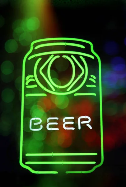 Green Neon Beer Can Sign