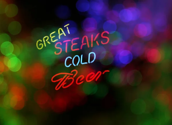 Foto Composite Image Texas Zeichen Great Steaks Kaltes Bier — Stockfoto