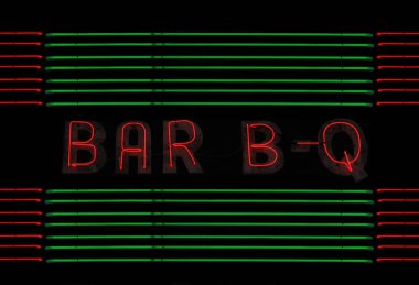 Yeşil ve Kırmızı Neon Tüplü Neon Barbekü Lokantası