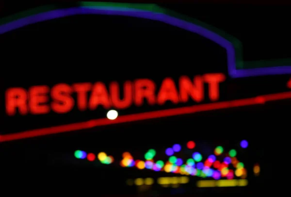 Neon Restaurant Flou Image Avec Bokeh — Photo