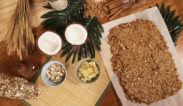 Coconut Granola Dried Pineapple Almonds — Stock Photo, Image