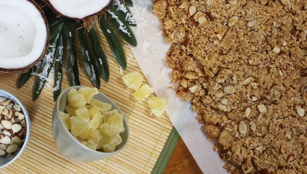 Coconut and Granola With Dried Pineapple and Almonds