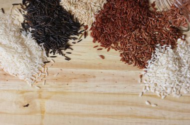 Jasmine Rice, Black Wild Rice, Brown Rice, Himalaya Red, Brown ve Arborio White Rice