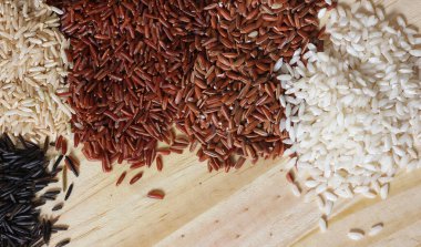 Jasmine Rice, Black Wild Rice, Brown Rice, Himalaya Red, Brown ve Arborio White Rice