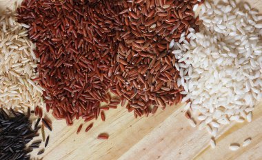 Jasmine Rice, Black Wild Rice, Brown Rice, Himalaya Red, Brown ve Arborio White Rice