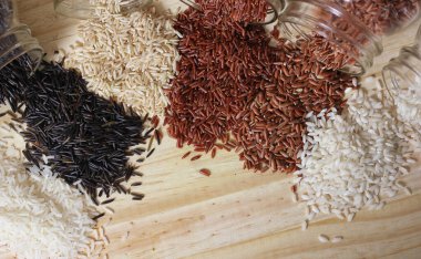 Jasmine Rice, Black Wild Rice, Brown Rice, Himalaya Red, Brown ve Arborio White Rice
