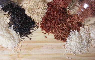 Jasmine Rice, Black Wild Rice, Brown Rice, Himalaya Red, Brown ve Arborio White Rice