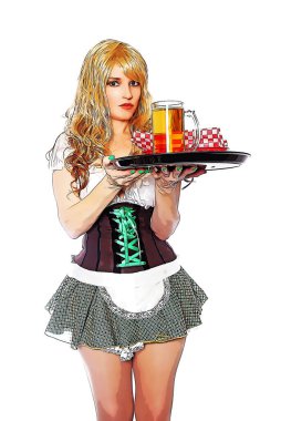 White 'da Bira Bardağı Kapalı Taverna Garsonu