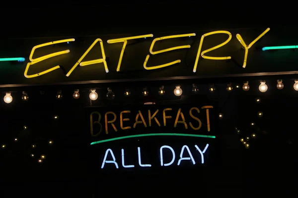 Неонова Їжа Сніданок Означають Цілий День — стокове фото