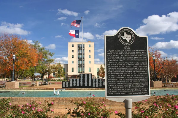 Tyler Smith County Courthouse Historical Marker Downtown Tyler — 스톡 사진