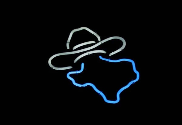 Neon Segno Texas Con Cowboy Cappello — Foto Stock