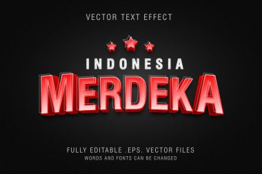 Endonezya Merdeka metin efekti düzenlenebilir vektörü