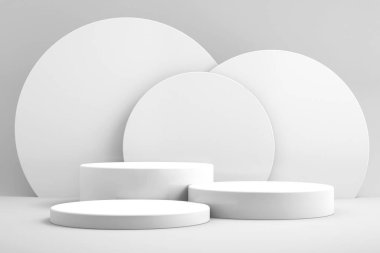 Ürün sunumu için podyum oluşturma için 3d arkaplan, beyaz arkaplan, 3d oluşturma