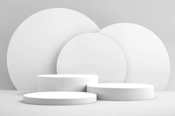 Ürün sunumu için podyum oluşturma için 3d arkaplan, beyaz arkaplan, 3d oluşturma